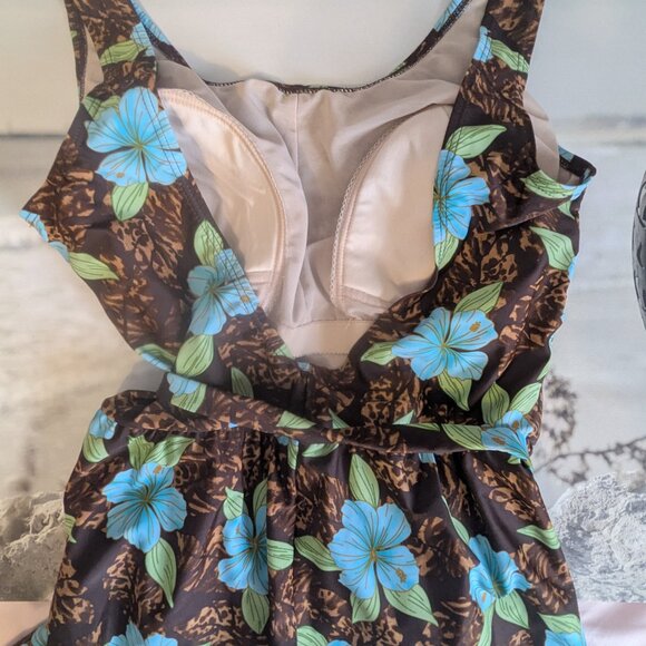 Blair Blue and Brown Floral One Piece Swimsuit - Picture 5 of 6